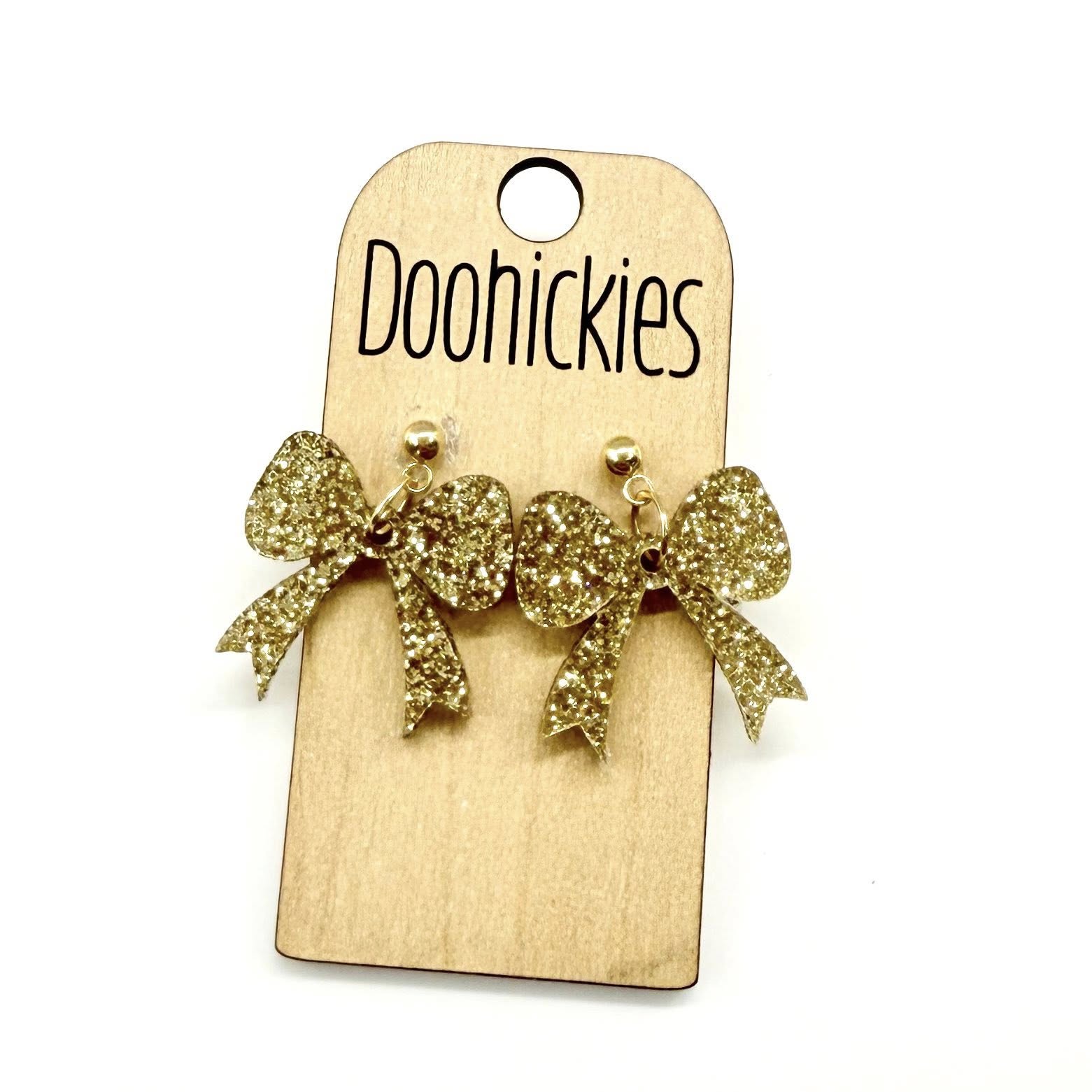 Glitter School Spirit Bow Dangle Earrings - Sports Earrings - 9 Color Options