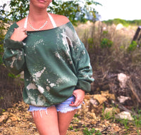 Bleached Raw Edge Scoop Neck Sweatshirt-Sweatshirt-Wild Child & Rebel Soul Boutique