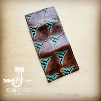 **Arizona Tri-Fold Embossed Leather Wallet-Turquoise Steer 303m