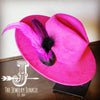 Boho Western Hat w/ Feather Tie Hat Band-Magenta 982r