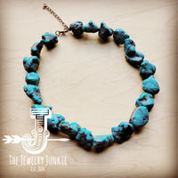 Chunky Blue Natural Turquoise Collar Length Necklace 255y