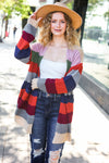 Weekend Ready Multicolor Striped Slouchy Open Cardigan