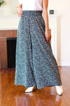 Let's Meet Up Black Animal Print Smocked Waist Palazzo Pants