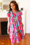 Feeling Bold Multicolor Abstract Print Tiered Ruffle Sleeve Dress