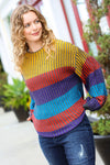 Take All of Me Mustard & Cerulean Stripe Oversized Sweater