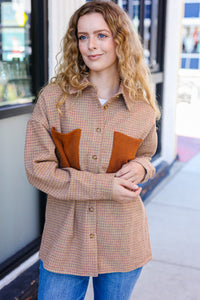 Start Your Day Rust Flannel Plaid Oversized Shacket