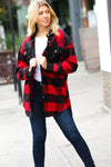 Holiday Red Flannel Plaid Button Down Shacket