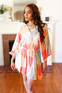 Multicolor Paisley Patchwork Surplice Romper