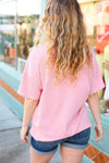 Pink Pop-Up Embroidered "HOWDY" Ribbed Top