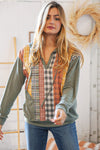 Moss Multi-Plaid French Terry Pocketed Hoodie