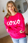 Love In the Air Fuchsia "Xoxo" Embroidered Sweater