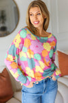 Easy To Love Fuchsia Floral Two Tone Knit Vintage Top