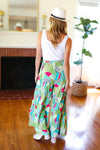 Feeling Couture Ivory & Mint Corded Geo Print Wide Leg Jumpsuit