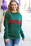 Be Merry Hunter Green Pop Up Lurex Sweater