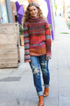 Going My Way Rust & Mustard Stripe Boucle Turtleneck Sweater