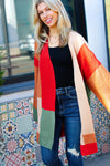 Latte Ready Rust & Taupe Color Block Open Knit Cardigan