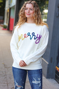 More the Merrier White Pop Up Lurex Sweater