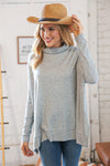 Lt Grey Cashmere Feel Turtleneck Sweater