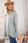 Lt Grey Cashmere Feel Turtleneck Sweater