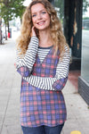 Feeling Playful Plaid/Stripe Outseam Stitch Elbow Patch Pullover