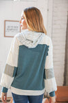 Hunter Green Two-Tone Slub Triangle Cable Sweater Hoodie