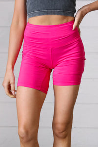 Fushcia Brushed Wide Waistband Yoga/Biker Shorts