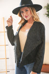 Black Holiday Matte Foiled Cheetah Print Blazer Jacket