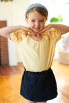 Kids Lovely Lemon Ruffle Sleeve Side Slit Top