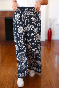 You Got This Black Paisley Floral Smocked Waist Palazzo Pants