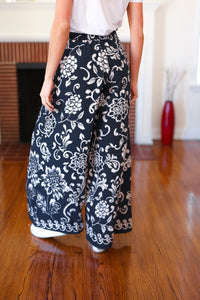 You Got This Black Paisley Floral Smocked Waist Palazzo Pants