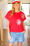 Light Me Up Red Sequin Firework Dolman Top