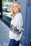 Ready For Anything Taupe & Black Tassel Aztec Sweater