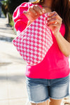 Pink & Blush Checker Cloth/Kint Travel Bag