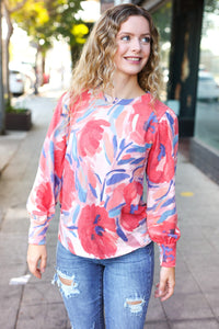 On My Heart Blush Floral Brushed Hacci Sweater Top