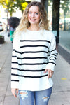 Stand Out Ivory Striped Oversized Knit Sweater