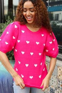 Be Mine Pink & White Heart Oversized Jacquard Sweater