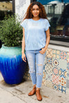 The Perfect Find Sky Blue Dolman Short Sleeve Crochet Sweater Top