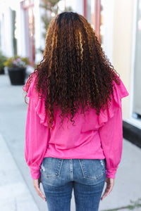 Holiday Hot Pink Sequin Nutcracker Ruffle Hacci Sweater