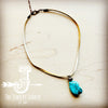 Turquoise Chunk Pendant Leather Necklace 4 colors 257i