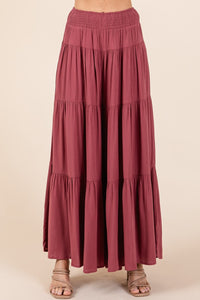 Mittoshop Tier Detail Smocked Elastic Waist Wide Leg Pants