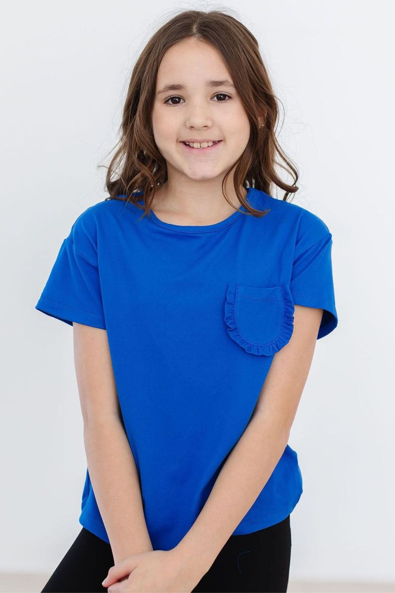 Royal Blue Ruffle Pocket Tee