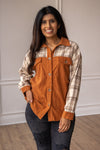 Cozy Calling Rust Plaid Button Down Top