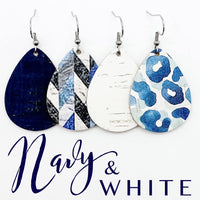 1.5" Navy & White Itty Bitty Corkie Mini Collection -Earrings