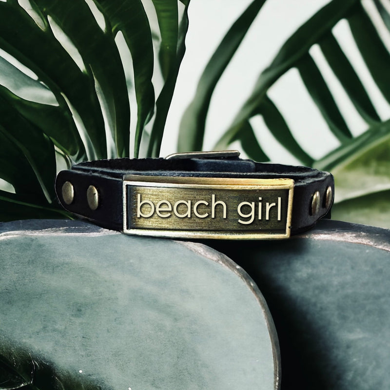 Leather Wristlet: Beach Girl