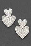 The Moxie Rhinestone Heart Earrings in Silver