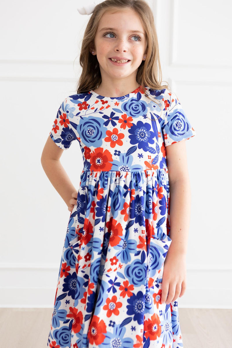 Happy 4th Floral Floral S/S Pocket Twirl Dress