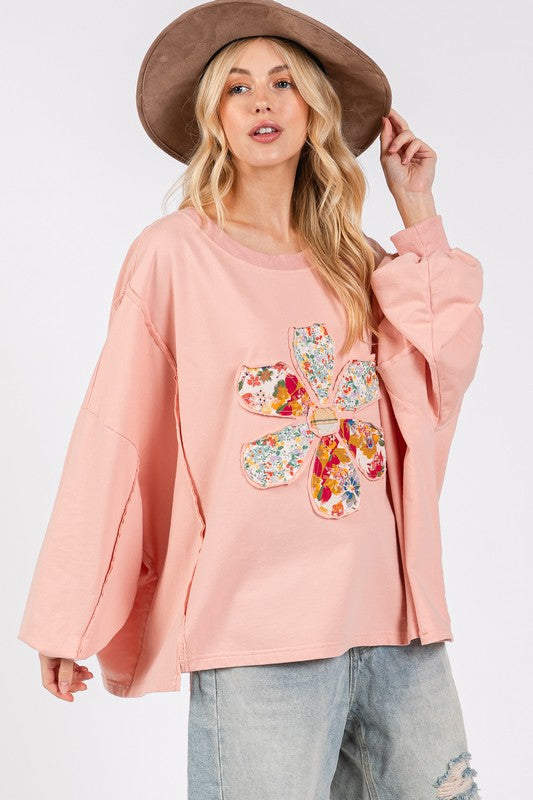 SAGE + FIG Flower Patch Dropped Shoulder Oversize Top