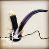 Black/Gold Feather, White Stone & Black Leather Hat Band (Band only) 983g