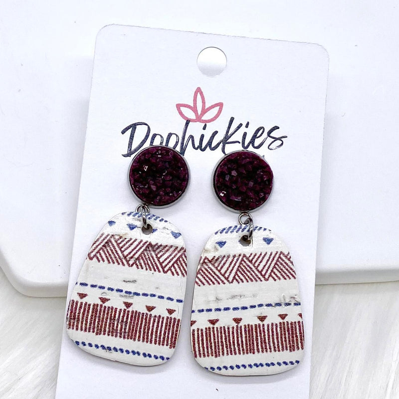 Burgundy Aztec Bell Collection -Earrings