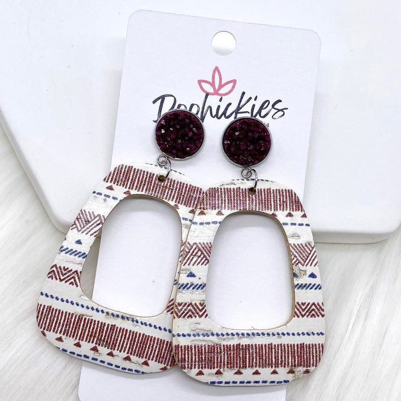 Burgundy Aztec Bell Collection -Earrings